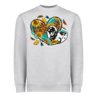 Heather Grey cowhide leopard hearts Heavyweight Sweatshirt - texasbilliewilder