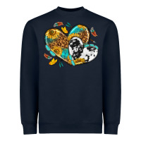 Navy cowhide leopard hearts Heavyweight Sweatshirt - texasbilliewilder