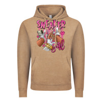 Vintage Coffee Pink and white sneaker girl Vintage Hoodie - RanaPortraitStore