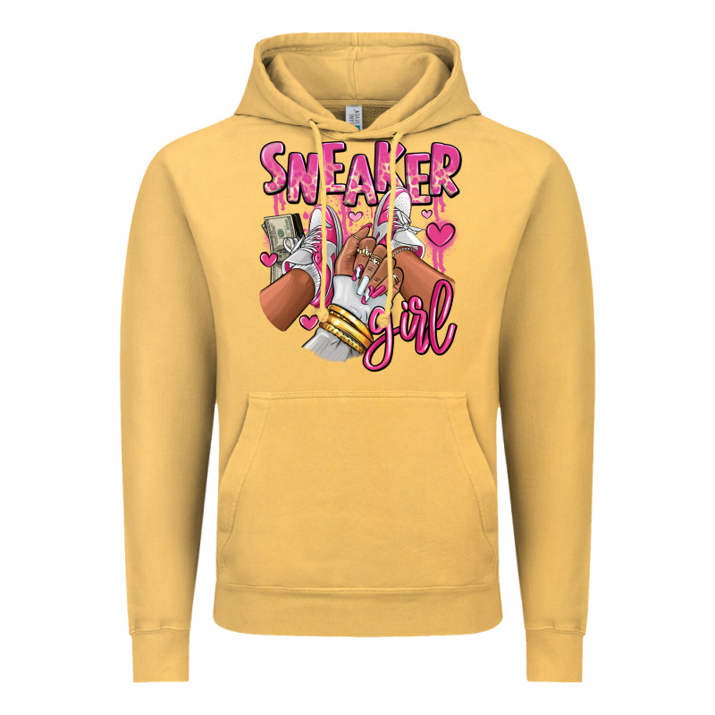 Pink And White Sneaker Girl Vintage Hoodie by RanaPortraitStore | Teevron