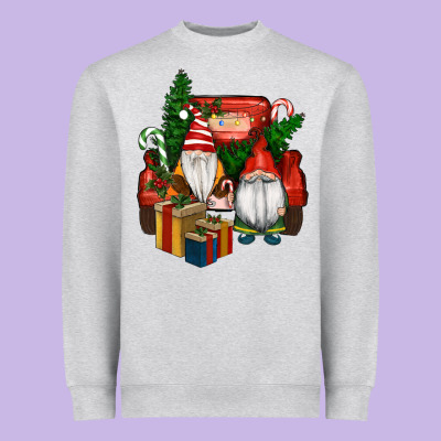 Heavyweight Sweatshirt Christmas Truck And Gnome