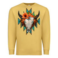 Antique Gold Aztec Turquoise Bull Skull Premium Sweatshirt - Jasminsmagicworld