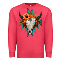 Cardinal Aztec Turquoise Bull Skull Premium Sweatshirt - Jasminsmagicworld