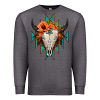 Charcoal Heather Aztec Turquoise Bull Skull Premium Sweatshirt - Jasminsmagicworld