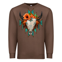 Chestnut Aztec Turquoise Bull Skull Premium Sweatshirt - Jasminsmagicworld
