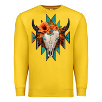Lemon Aztec Turquoise Bull Skull Premium Sweatshirt - Jasminsmagicworld