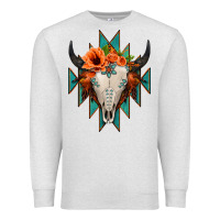 Oatmeal Heather Aztec Turquoise Bull Skull Premium Sweatshirt - Jasminsmagicworld