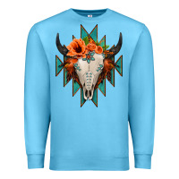 Ocean Blue Aztec Turquoise Bull Skull Premium Sweatshirt - Jasminsmagicworld