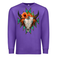 Purple Aztec Turquoise Bull Skull Premium Sweatshirt - Jasminsmagicworld