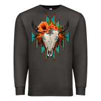 Smoke Aztec Turquoise Bull Skull Premium Sweatshirt - Jasminsmagicworld