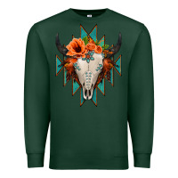 Sports Green Aztec Turquoise Bull Skull Premium Sweatshirt - Jasminsmagicworld