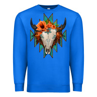 True Royal Aztec Turquoise Bull Skull Premium Sweatshirt - Jasminsmagicworld