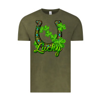 Vintage Olive lucky shamrock horseshoe Vintage Tee - RanaPortraitStore