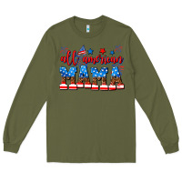 Army Green all american mama Long Sleeve Tee - AdoDesignShop