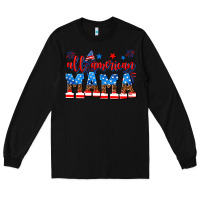 Black all american mama Long Sleeve Tee - AdoDesignShop