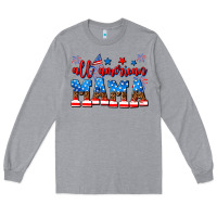Heather Grey all american mama Long Sleeve Tee - AdoDesignShop