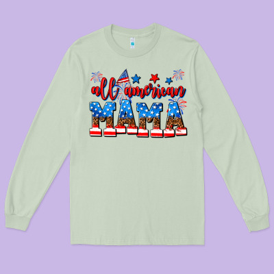 All American Mama Long Sleeve Tee Designed By Adodesignshop