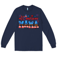 Navy all american mama Long Sleeve Tee - AdoDesignShop