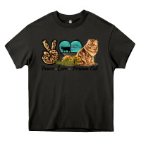 Asphalt Peace Love Persian Cat Heavy Core Tee - LillyAllenDesigns