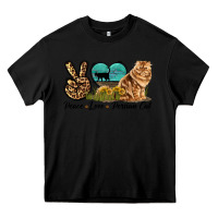 Black Peace Love Persian Cat Heavy Core Tee - LillyAllenDesigns
