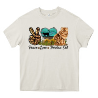 Cream Peace Love Persian Cat Heavy Core Tee - LillyAllenDesigns