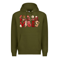 Army Green baseball vibes Premium Hoodie - MaliasSmallBusiness
