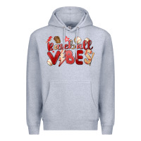 Heather Grey baseball vibes Premium Hoodie - MaliasSmallBusiness