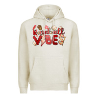 Oatmeal Heather baseball vibes Premium Hoodie - MaliasSmallBusiness