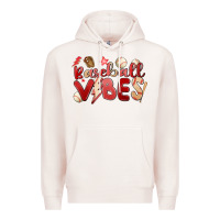 Pale Pink baseball vibes Premium Hoodie - MaliasSmallBusiness