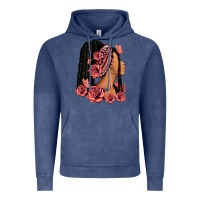 Vintage Denim Pink roses afro woman Vintage Hoodie - RanaPortraitStore