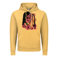 Vintage Mustard Pink roses afro woman Vintage Hoodie - RanaPortraitStore