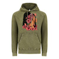 Vintage Olive Pink roses afro woman Vintage Hoodie - RanaPortraitStore