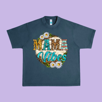 Mama Vibes With Daisies Urban Heavy Tee Designed By Texasbilliewilder