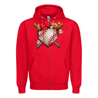 Red baseball Zipper Hoodie - AdoDesignShop