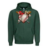 Sports Green baseball Zipper Hoodie - AdoDesignShop