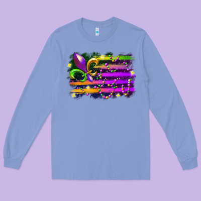 Mardi Gras Flag Long Sleeve Tee Designed By Racoondesign