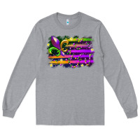 Heather Grey mardi gras flag Long Sleeve Tee - RacoonDesign