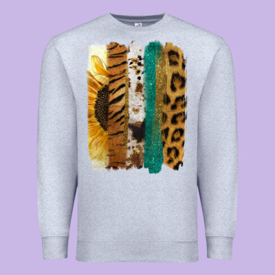 Leopard Sunflower Brush Strokes Premium Sweatshirt Designed By Jasminsmagicworld
