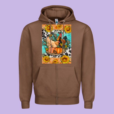 Fall Coop Animals Zipper Hoodie Designed By Artiststas