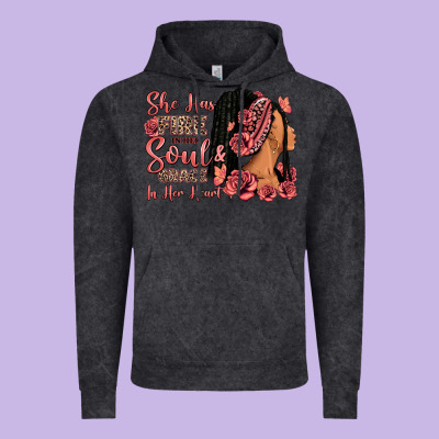 Vintage Hoodie She has fire in her soul afro woman
