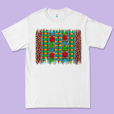 Autism Awareness Leopard Puzzle Brush Stroke Premium Tee Designed By Artiststas
