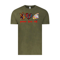 Vintage Olive peace love art Vintage Tee - texasbilliewilder