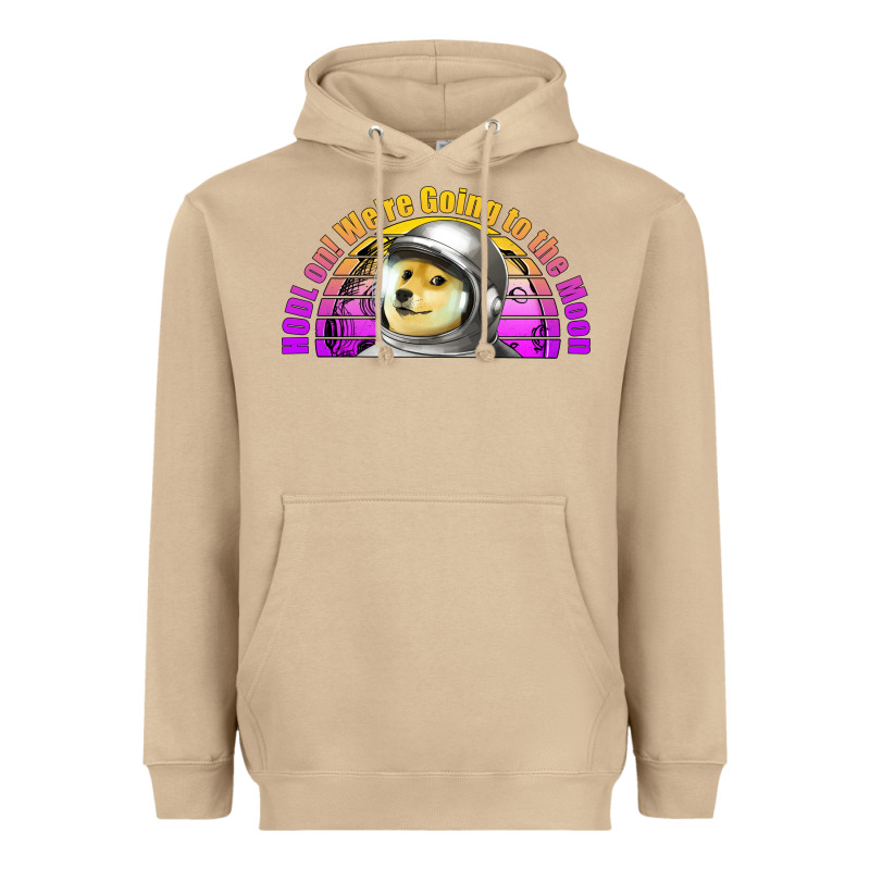 Doge Coin Hodl On We're Going To The Moon Retro Sunset Heavyweight Hoodie by Jasminsmagicworld | Teevron