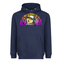 Navy doge coin hodl on we're going to the moon retro sunset Heavyweight Hoodie - Jasminsmagicworld