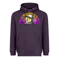 Plum doge coin hodl on we're going to the moon retro sunset Heavyweight Hoodie - Jasminsmagicworld