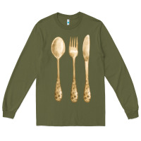 Army Green spoon fork knife fa element Long Sleeve Tee - FaDigitalArtStudio