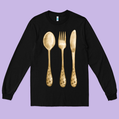 Spoon Fork Knife Fa Element Long Sleeve Tee Designed By Fadigitalartstudio