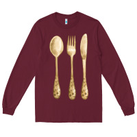 Burgundy spoon fork knife fa element Long Sleeve Tee - FaDigitalArtStudio
