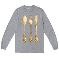 Heather Grey spoon fork knife fa element Long Sleeve Tee - FaDigitalArtStudio