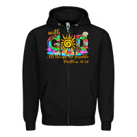 Black with god all things are possible summer Zipper Hoodie - AdoDesignShop